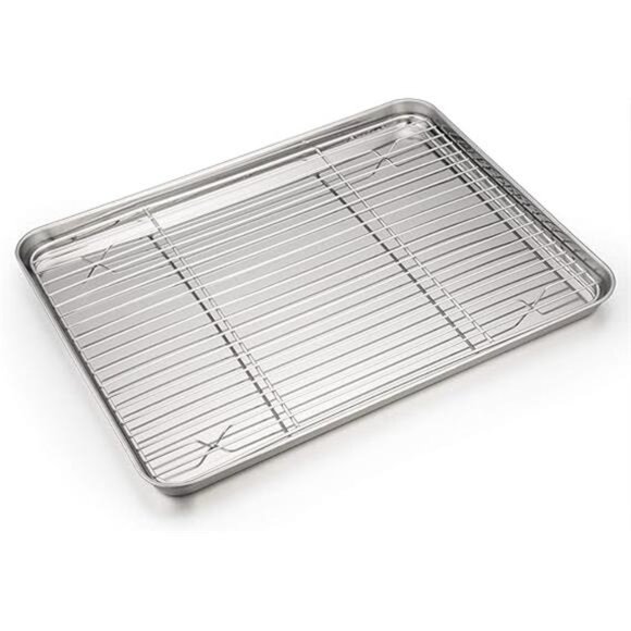 Baking Sheet and Rack Set, P&P CHEF Stainless Steel Cookie Sheet Baking Pan - Picture 8 of 8